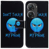 For Asus Zenfone 9 Coloured Drawing Leather Phone Case(Anger)