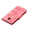 For Galaxy J7 (2017) (EU Version) Pressed Flowers Butterfly Pattern Horizontal Flip Leather Case with Holder & Card Slots & Wallet & Lanyard (Pink)