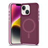 For iPhone 14 Plus Shockproof MagSafe Armor PC Hybrid TPU Phone Case(Wine Red+Light Pink)