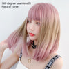 Female Gradient Highlighting Lifelike Chemical Fiber Headgear Wigs(Plum Pink and Honey Tea 39CM)