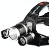 Strong Light Long-Range Rechargeable Three-Head Lamp Outdoor Fishing Lamp Led Head-Mounted Flashlight (3T6 2 Batteries)
