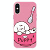 For iPhone XS Max Skin Feeling Jelly TPU Hybrid PC Phone Case(A Bowl of Puppy Pink)