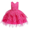 Girls Irregular Embroidered Beaded Bow-knot Tutu Sleeveless Dress Show Dress, Appropriate Height:90cm(Magenta)