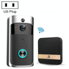 Smart WiFi Video Doorbell with Chime, 720P HD, Wireless, Rechargeable, US Plug (Black)