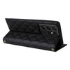 For Samsung Galaxy S21 Ultra 5G Crossbody Rhombic Sucker Leather Phone Case(Black)