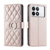 For Redmi K70 Ring Buckle Rhombic Leather Phone Case(Rose Gold)