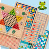 Children Wooden Multifunctional Parent-Child Interactive Puzzle Board Toy, Set Specification: 2 In 1 Hocker + Flying Chess