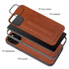 For iPhone 12 mini Fierre Shann Full Coverage Protective Leather Case with Holder & Card Slot(Brown)