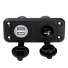 5V 2.1A Dual-USB Ports 20A Car Cigarette Lighter Socket Car Charger(Black)