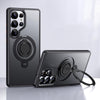 For Samsung Galaxy S25 Ultra 5G Frosted MagSafe Phone Case with 360 Degree Rotating Holder(Black)