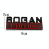 2 PCS Modified Side Door Metal Car Stickers Bogan Edition Label Leaf Board Nameplate Label(Silver Red)
