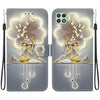 For Samsung Galaxy A22 5G Crystal Texture Colored Drawing Leather Phone Case(Sika Deer)