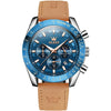 OLEVS 9957 Men Luminous Waterproof Leather Strap Quartz Watch(Blue)