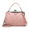 036 Vintage Buckle Handbags Leather Adjustable Crossbody Bag(Pink)