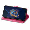 For Asus Zenfone 8 Flip Four-leaf Clasp Embossed Buckle Mobile Phone Protection Leather Case with Lanyard & Card Slot & Wallet & Bracket Function(Magenta)