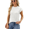 Ladies Summer Round Neck Loose Short Sleeve T-Shirt, Size: S(White)