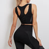 Women Sports Bra and Leggings Two-Piece Set Yoga Wear Fitness Set, Size: XL(Black)