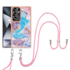 For Samsung Galaxy S25 Ultra 5G Electroplating Pattern IMD TPU Shockproof Case with Neck Lanyard(Milky Way Blue Marble)