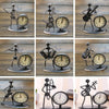 Iron Stainless Steel Small Table Clock Retro Personality Clock Birthday Gift(C69 Saxophone Clock)