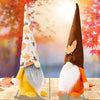 Pumpkin Maple Leaf No Face Standing Doll Decoration Shopping Mall Home Thanksgiving Halloween Decoration(Plaid Hat)