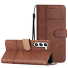 For Samsung Galaxy S25+ 5G Cowhide Texture Stitching Leather Phone Case(Coffee)