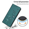 For Samsung Galaxy A25 5G Japan Embossed Kitten Phone Leather Case with Lanyard(Dark Green)