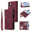 For Samsung Galaxy A56 5G Multifunctional Frosted Zipper Wallet Leather Phone Case(Wine Red)