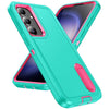 For Samsung Galaxy S24+ / S25+ 5G Rugged PC Hybrid Silicone Phone Case with Holder(Light Green+Rose Red)