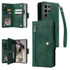 For Samsung Galaxy S25 Ultra 5G Rivet Buckle 9 Cards Three Fold Leather Phone Case(Green)