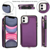 For iPhone 11 Double Flap Zipper RFID Leather Phone Case with Short Lanyard(Dark Purple)