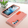 For Samsung Galaxy S24 / S25 5G Rugged PC Hybrid Silicone Phone Case with Holder(Transparent+Orange)