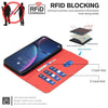 For Samsung Galaxy A15 Splicing Color Hollow Flower Pattern RFID Leather Phone Case(Red)