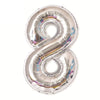 2 PCS 40 Inch Aluminium Foil Number Balloons Birthday Wedding Engagement Party Decor Kids Ball Supplies(8-Silver)