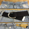 Unisex Canvas Waist Belts Double Rings Buckle Waistband Strap Belts Solid Casual Belt, Length:105 x 3.2cm(Green)