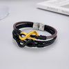 OPK PH1595 Personalized Stainless Steel Braided Multi-Layer Leather Bracelet
