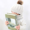 Knitted Warm Round Machine Cap Protects Ear Bonnet Baby Winter Hats Caps + Scarf Suits(White)