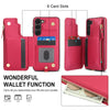 For Samsung Galaxy S23+ 5G Double Flap Zipper RFID Leather Phone Case with Short Lanyard(Red)