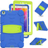 For Samsung Galaxy Tab A8.0 2019 T290 3-Layer Protection Screen Frame + PC + Silicone Shockproof Combination Case with Holder(Blue+Lime)