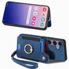 For Samsung Galaxy S25 5G Retro Skin-feel Ring Multi-card Wallet Phone Case(Blue)