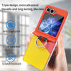 For Samsung Galaxy Z Flip6 VIETAO Metal Ring Card Slot PU Phone Case(Orange Yellow)