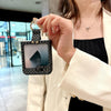 For Samsung Galaxy Z Flip5 5G Sparkling Diamond Rhombus PC Phone Case with Ring(Black)