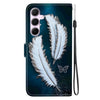 For Samsung Galaxy A55 5G Crystal Texture Colored Drawing Leather Phone Case(White Butterfly Feathers)