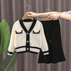 Baby Girls Winter Clothes Set Knit Sweater and Pants Autumn Girl Clothing, Size: 130(Black and White)