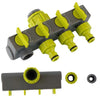 Garden Lawn Watering EU Threaded Faucet One Input Four Output Valve Diverter(Green And Gray)