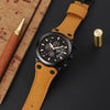 SKMEI 9282 Stainless Steel Buckle Leather Strap Waterproof Quartz Watch(Brown Belt Brown Surface)