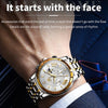 OLEVS 2892 Men Multifunctional Business Waterproof Quartz Watch(White + Gold)
