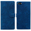 For iPhone 6 / 7 / SE 2022 Lace Floral Embossed Magnetic Buckle Leather Phone Case(Blue)