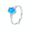 S925 Sterling Silver Ocean Blue Crown Opal Ring, Size: No. 8