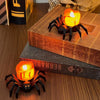 LED Halloween Spider Candle Light Electronic Ambient Decorative Night Lamp Desktop Ornament(Warm Light)