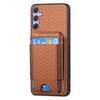 For Samsung Galaxy S25 5G Carbon Fiber Vertical Flip Wallet Stand Phone Case(Brown)